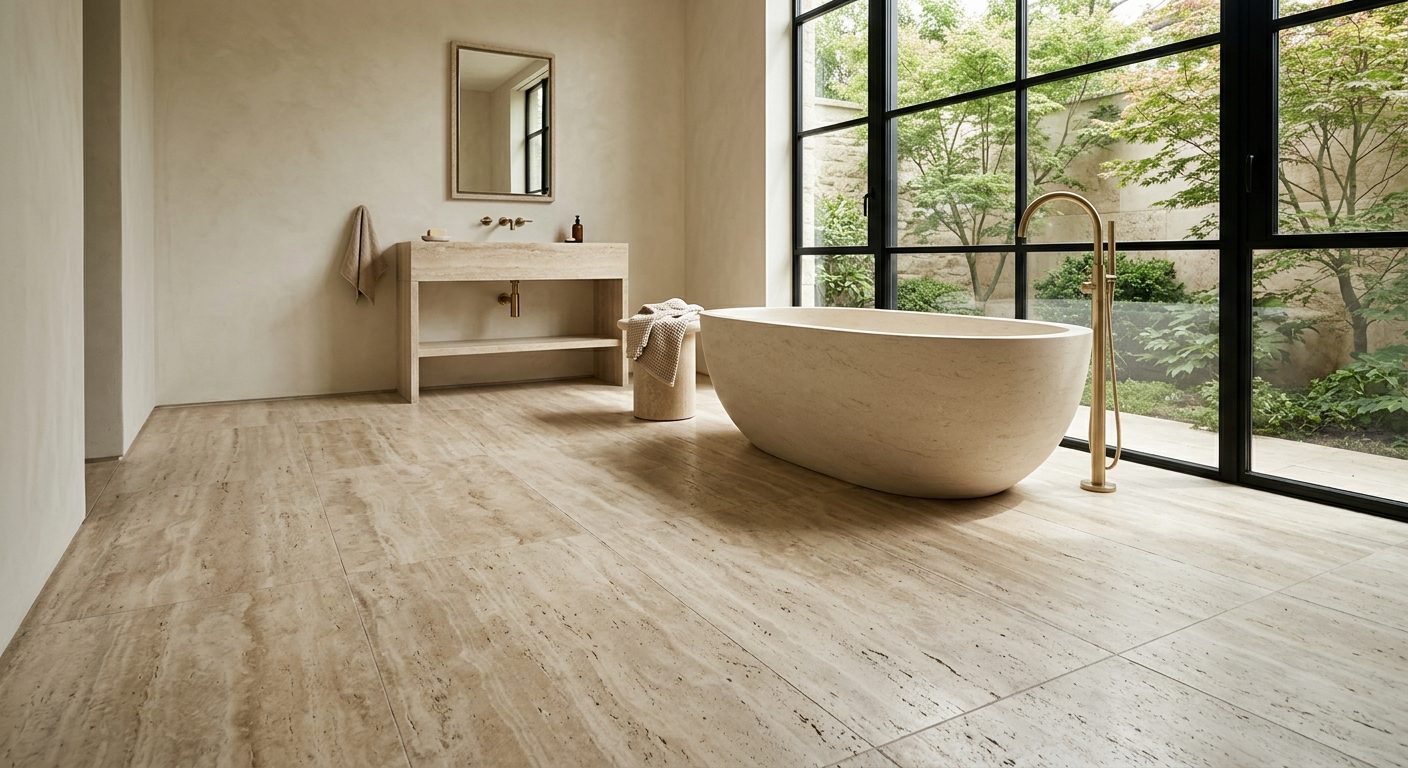 Honed limestone stone flooring in a luxury Sydney interior